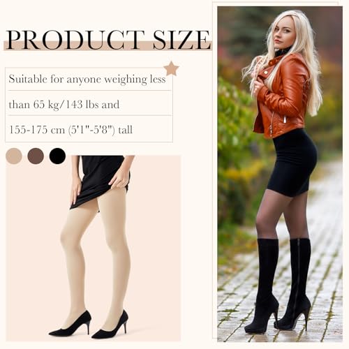 4 Pairs Fleece Lined Tights Women Opaque Leggings Winter Thermal Elastic Thick Lined Tights for Winter Women3