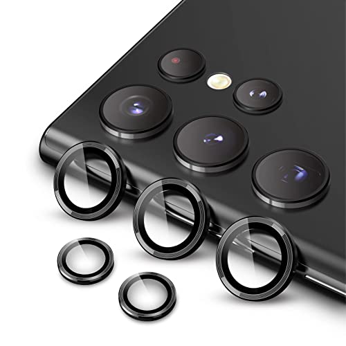 JETech Camera Lens Protector for Samsung Galaxy S22 Ultra 5G 6.8-Inch 9H Tempered Glass Metal Individual Ring Cover Easy Installation Tray HD Clear 1 Set (Phantom Black)