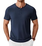 COOFANDY Men's Henley Shirts Short Sleeve Casual Summer Basic Tee Solid Button T-Shirts