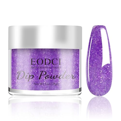 EODCI Dip Powder Glitter Purple for Valentine, Dipping Powder Nail 1 Oz French Art for Starter Manicure Salon DIY at Home, Fall Winter Colors Long Lasting