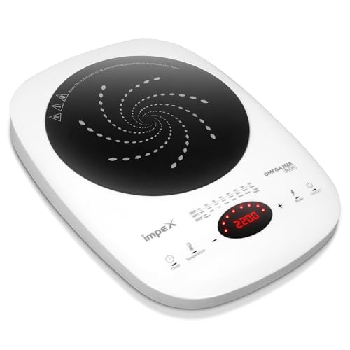 Image of Impex 2200 Watt Induction Cooktop With Full Touch Control | 4 hours Timer Function | Crystalline glass top | Overheat Protection & Auto Turn-Off | 2 Year Warranty | OMEGA H2A SL220 WHITE