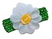 Baby Embroidered Felt Football Flower Headband (Kelly Green Band / Gold Ball)