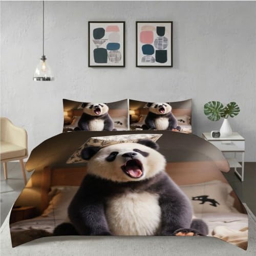 Housse de couette 240x260 panda sobre et raffinée en microfibre chic