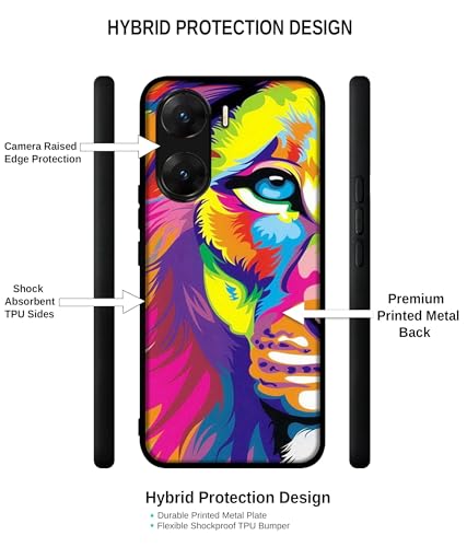 Image of Lion Design Premium 2D Printed Metal Back Case Cover for Vivo V29E 5G