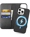 SHIELDON iPhone 15 Pro Max対応手帳型ケース 2in1分離式 本革 取り外し自由 アイホン15 プロマックス用カバー 衝撃吸収 カード収納 横置きスタンド機能 マグネット内蔵 [RFIDブロッキング]全面保護 あいふぉん15プロマックス 対応ケース 2023年発売 6.7インチ 5G 2-in-1分離式 ブラック