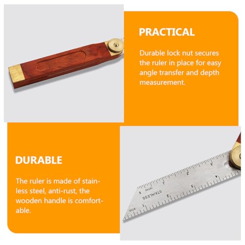 Regla ajustable T-Bevel para carpintería con perilla de madera miniatura 2