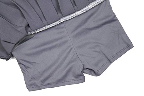 image for Bienzoe Girl's Classical Pleated School Uniform Dance Skirt Grey Size 