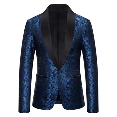 Men Cashew Flower Blazer Suit for Wedding Party Dress Red Blue Black Fashion Coat