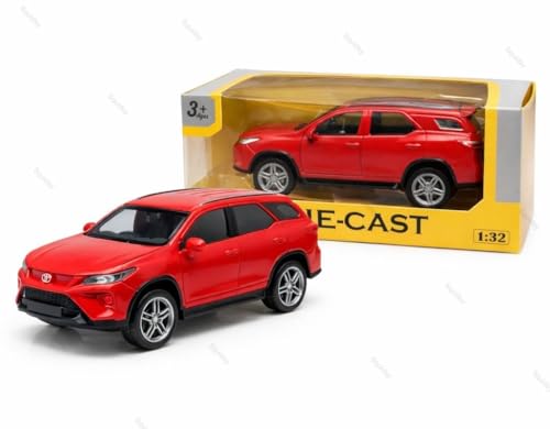 Image of 1:36 Scale Fortuner Toy Car - Toyota Die-Cast Mini Metal Pull Back SUV with Openable Doors, Lights & Music - Alloy Model Vehicle for Kids, Boys & Collectors【Red】