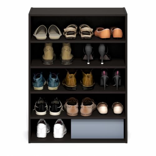 Furinno FANO 5-Tier Shoe Rack, Stackable Shoe Organizer, Dark Oak by Furinno - Used condition - Image 4