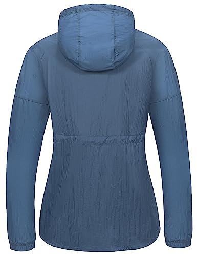 Little Donkey Andy Women's Upf 50+ Sun Protection Jacket Breathable Lightweight Summer Shirts Packable For Hiking Outdoor, Navy Blue L #TOP2