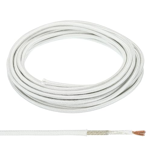 Fil haute température flexible 9Awg PATIKIL isolé fibre de verre mica blanc 26,3 pieds