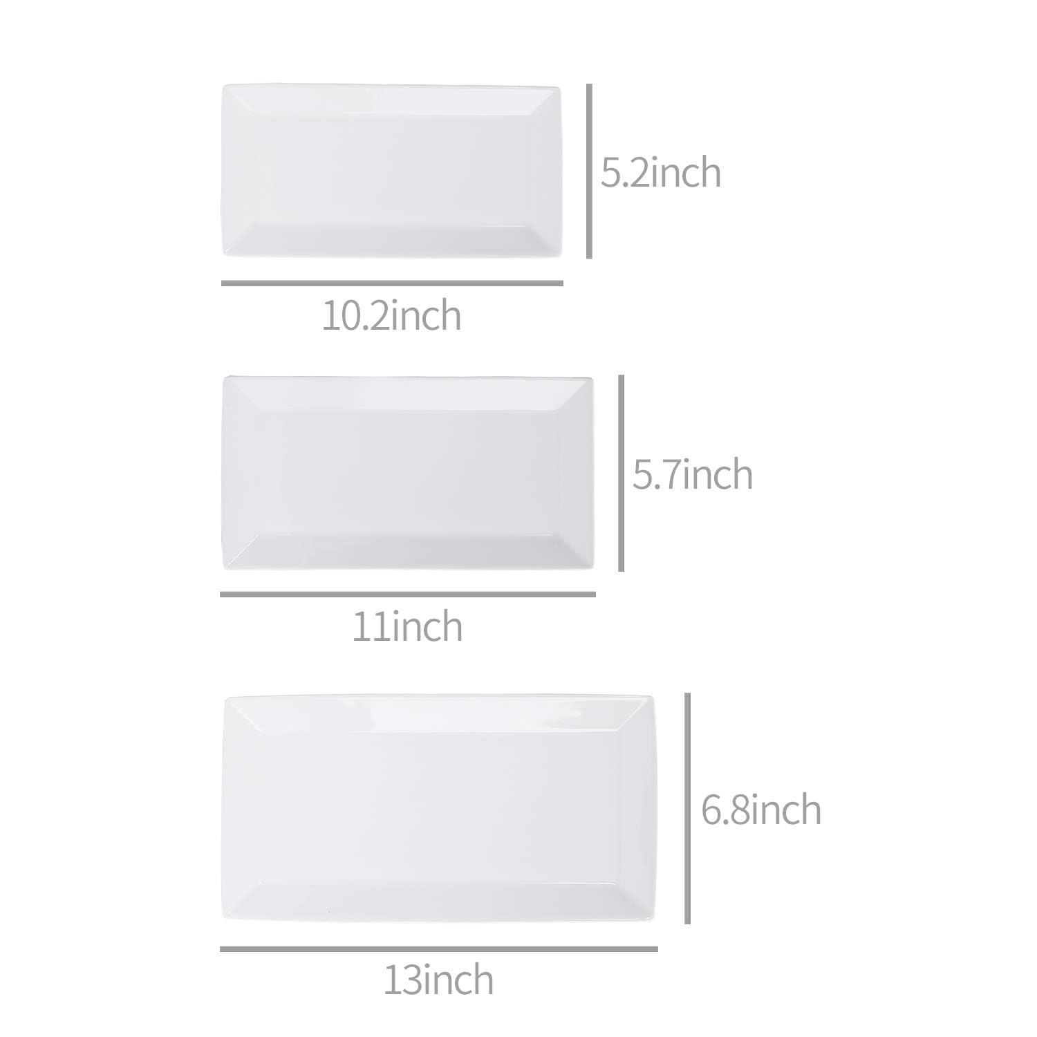 Amazon Basics Porcelaine 3 pièces, Service plateau apéritif, dîner, dessert, 33.02 cm,28 cm, 26 cm, Blanc