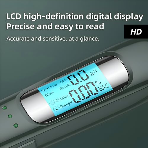 Image of DeWire Precision Alcohol Tester with USB Charging - High Accuracy Digital Breathalyzer with Color Alert System, Non-Contact Design, Bright Display Great for Personal and Proffesional Use