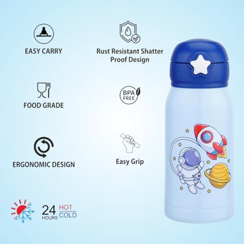Image of CLAY CRAFT VACBOTT Kids Double Walled 18 Hours Hot and 24 Hours Cold Water Bottle-550ML, 2-Piece Steel Bottles for Travelling|BPA-Free|Leak Proof|BIS Certified|1Year Limited Warranty