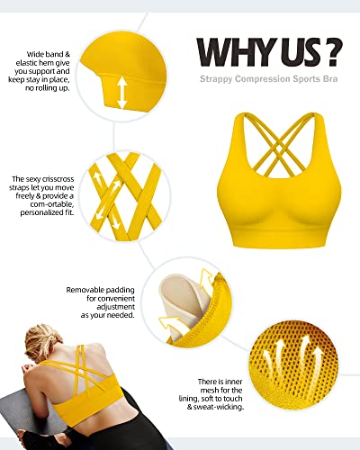 Ama Larsi Strappy Sports Bra For Women High Impact Sexy Crisscross Back Wirefree Padded Workout Yoga Bra #TOP4