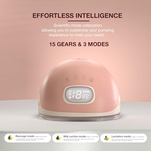 Image of Baybee CuddleFlow Wearable Electric Breast Pump for Mothers | Automatic Hands-Free Breast Pump Electrical Machine with 15 Suction Levels, 3 Modes, 1500mAh Battery & Cordless with Type C Charging | Portable Breast Milk Pump with Smart LED Display, BPA-Free Milk Cup, Quiet & Compact (Multicolor)