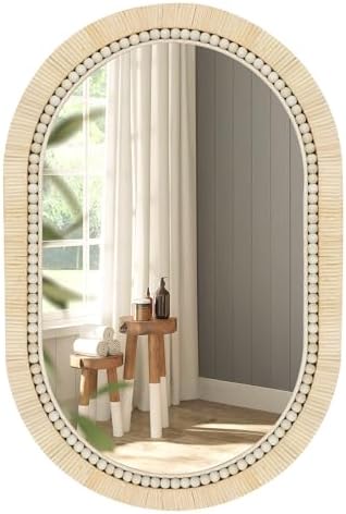 ULIKE Rattan Mirror for Bathroom, 20x30 Inch Oval Rustic Farmhous...