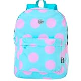 Mochila Juvenil com Estampa de Bolinhas, Verde Claro e Rosa, 43 x 30 cm, Compartimento de 40 Litros