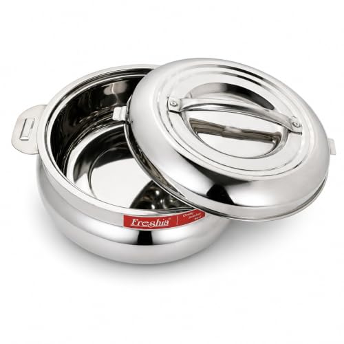 Image of Freshia Insulated Stainless Steel Casserole | Hyundai Treat 800 (660 ml) | Curved Belly Shape Double Wall Hotpot for Roti & Rice | Premium Mirror Finish Food Server