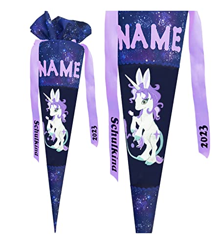 Schultüte Einhorn passend zum Step by Step Star Seahorse Zoe, für Mädchen, genäht, mit Name versehen