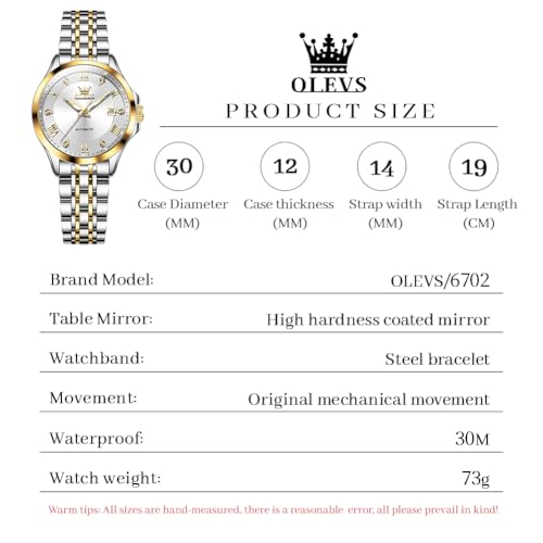 Image of OLEVS Womens Automatic Watch Diamond Luxury Date Ladies Dress Classic Self Winding Wrist Watches