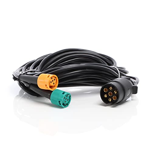 XPOtool Câble remorques 7 Broches de 5 m – avec 2 connecteurs 5 Broches – pour Alimentation des Feux arrière des Remorques et Caravanes