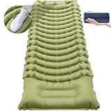 Xoxocos Sleeping Pad for Camping, Self Inflating Sleeping Pad Extra Thick Sleeping Mat with Pillow Built-in Foot Pump, Ultralight Inflatable Sleeping Pads Connectable Air Mattress for Backpacking