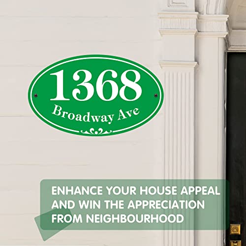 Reflective Address Plaque Sign Wall Mounted - Personalized Metal House Number Sign Plaque,Address Sign,House Address Numbers For Outside/Indoor House - Rust-Free 911 Visibility Nite Bright(12 X 7 Inch) #TOP3