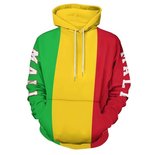 Sweat-shirt à capuche tendance homme motif drapeau du Mali