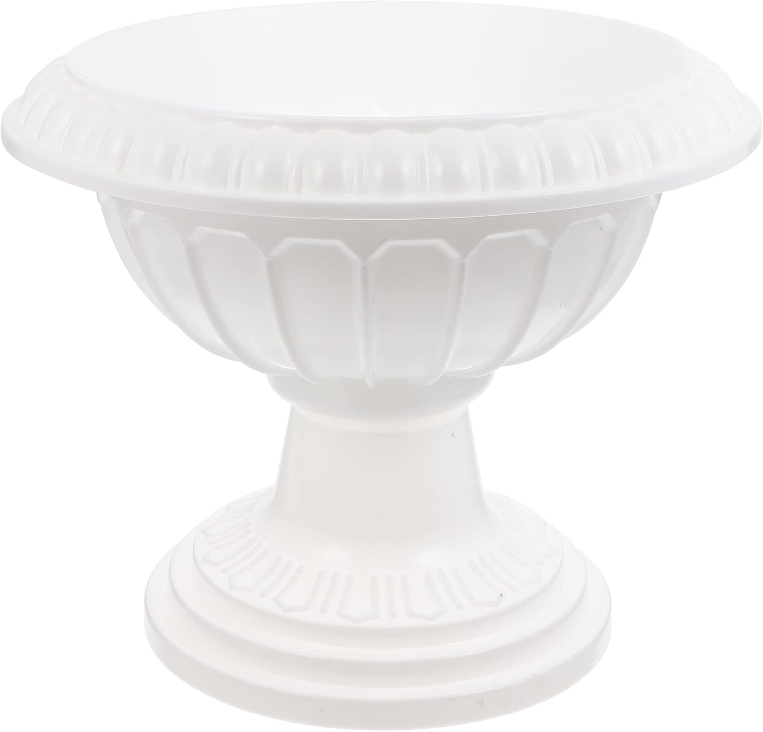 Happyyami White Planter Plastic Urn Planter Pot Classic Urn