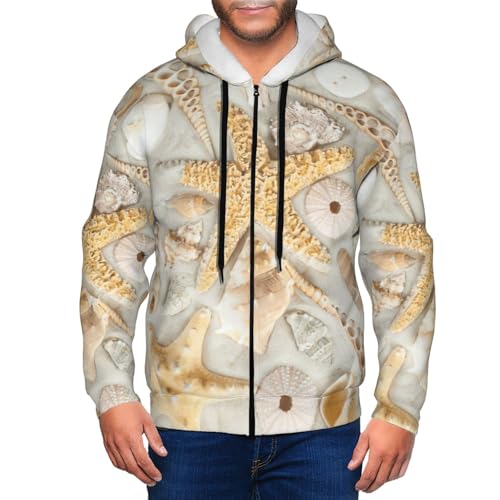 Sweat à capuche décontracté à fermeture éclair homme EdWal imprimé mer
