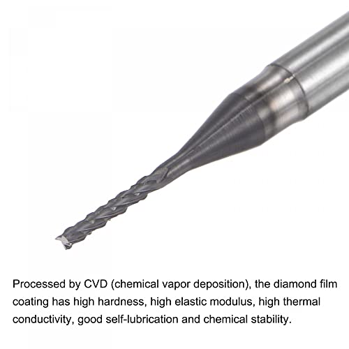 Image of uxcell End Mill CNC Router Bits, 0.9mm x 6mm 1 /8 inch Shank Diamond Film Coated Carbide Engraving Bit Milling Cutter Right Hand for PCB Plastic Fiber Wood 5pcs
