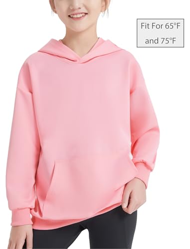 EXARUS Girls Sweatshirts Cropped/Oversized Hoodie Pullover Long Sleeve with Pocket Casual School for Kids 6-14Y2