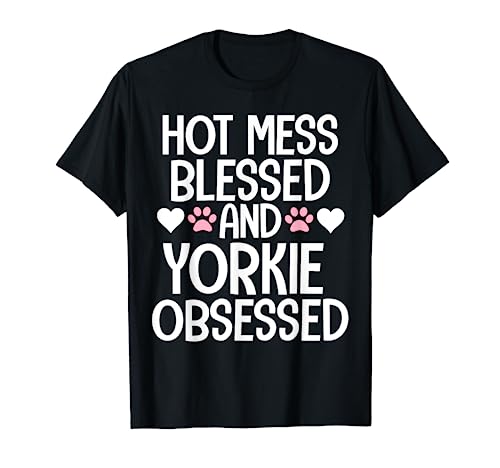 Divertida pata de Yorkshire Terrier, dueño, perro, mascota, mamá, Camiseta