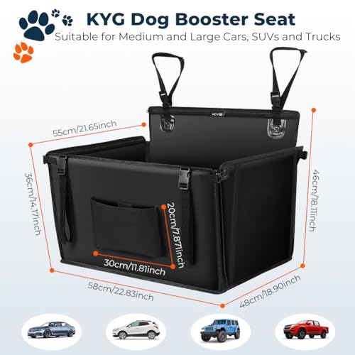 KYG Hunde Autositz Extra Stabiler Wasserdichter Rutschfester Haustierautositz Kratzfester mit 4 Befestigungsgurten für die Rückbank Verstärkter Hundesitz Auto M(58 x 55 x 36cm)
