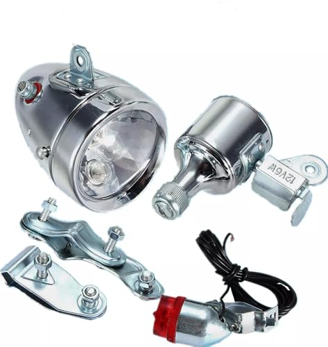 YellPower 12V 6W Classic Friction Generator Dynamo Dynamo Headlight & Tail Light kit Set Fit for Bicycles/Motorized Bike