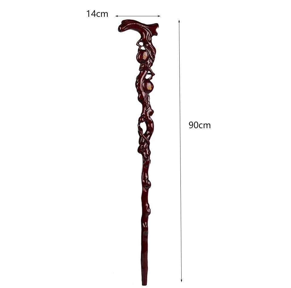 Kula drewniana gruszka drewno żelazna gruszka grawerowany uchwyt na głowę laska wysokiej klasy chodzenie odpowiedni prezent dla osób starszych, 90 cm kula-11.19 Interesting
