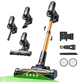 Vexilar Aspirapolvere senza fili, 58KPa/50 min con luce verde, spazzola anti-tangente, leggero, ideale per pavimenti duri, tappeti, peli di animali domestici