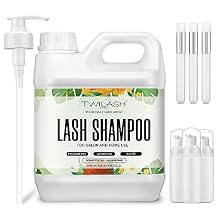 Lash Shampoo Bulk, Eyelash Cleanser for Extensions 2 Liters - 3 Foam Pump Bottles, 3 Lash Cleansing Brushes, Dispenser Pump - Eyelid Foaming Cleanser for Professional Salon and Home Use