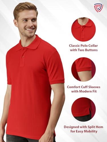 Image of Lux Cozi Men's Cotton Solid Polo Tshirt | Collar Tshirts | Half Sleeves | Stylish & Premium All Day Wear | Pack of 1
