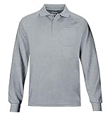 MOHEEN Men's Long Sleeve Cotton Golf Polo Shirt Quick Dry Sport Shirt Collared Athletic T-Shirt(Grey,5XL)