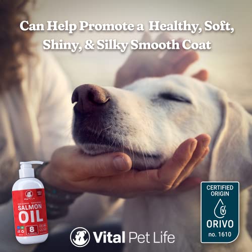 Salmon Oil For Dogs & Cats (8Oz) - Fish Oil Omega 3 Epa Dha Liquid Food Supplement For Pets, Wild Alaskan, All Natural, Supports Healthy Skin Coat & Joints, Natural Allergy & Inflammation Defense #TOP2