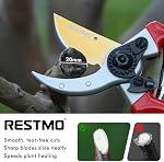 RESTMO Clippers de jardin haut de gamme avec poignées forgées en aluminium & Lame enduite de titane, ciseaux de triage pour les accessoires de la plante domestique & Outils de jardin, Rouge