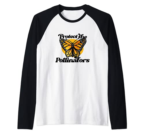 Protect the pollinators Monarch Butterfly Raglan Baseball Tee, Black