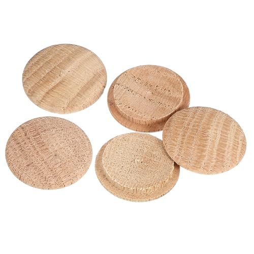 Image of uxcell 5 Pcs 0.98 x 1.18 Inch Wood Hole Plugs, Wooden Screw Hole Cover, Wood Pocket Button Plug for Chair Stair Craft Furniture Woodworking