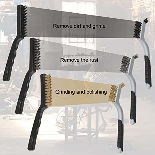 VASTOOLS Wire Brushes Cleaning Set 6Pc, 9" and 7", Wire Brushes for Cleaning Welding Slag, Rust and Dust. Includes Brass, Nylon, Stainless Steel Brushes with Strong Handle by VASTOOLS - Image 3