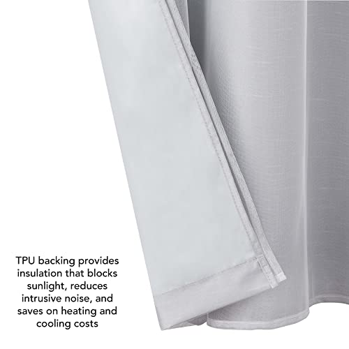 Creative Home Ideas Blackout Curtains (2 Panels, 38”X96”, Light Grey) Room Darkening Thermal Insulated Curtains With Sheer Overlay & Tiebacks - Augusta Faux Silk Grommet Window Curtains For Bedroom #TOP6