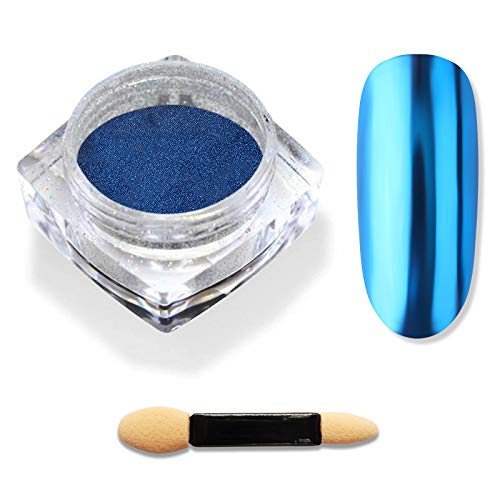 Rzctukltd Holographic Nail Powder, Laser Aurora Mermaid Mirror Chrome Pigment Rainbow Nail Art Glitter [Light Blue]