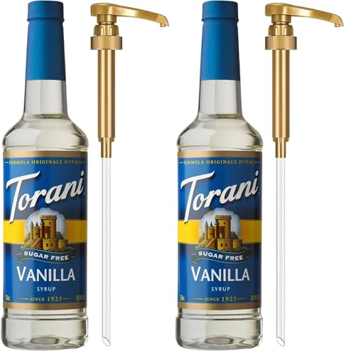 Image of Torani Sugar Free Coffee Syrup, Vanilla Flavored Syrup for Drinks, Zero Calorie, Pump Included, 25.4 Fl Oz (Pack of 2)
